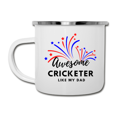 Geburtstagsgeschenk Vater Emaille Tasse - Ehrfürchtig Cricketer. Wie mein Vater