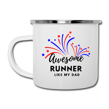 Geburtstagsgeschenk Vater Emaille Tasse - Ehrfürchtig Läufer. Wie mein Vater