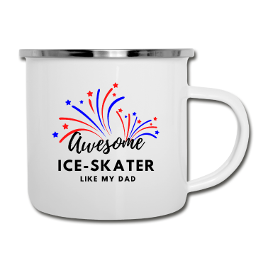 Geburtstagsgeschenk Vater Emaille Tasse - Ehrfürchtig Eisläufer. Wie mein Vater