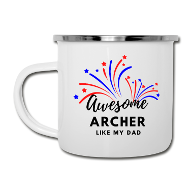 Geburtstagsgeschenk Vater Emaille Tasse - Ehrfürchtig Bogenschütze. Wie mein Vater