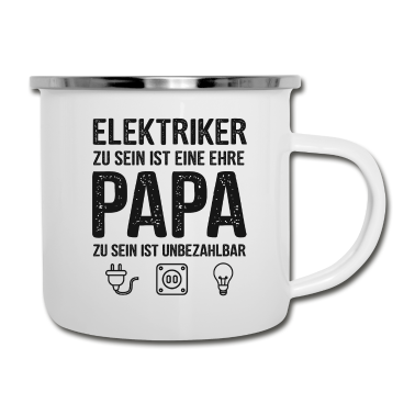 Geburtstagsgeschenk Vater Emaille Tasse - Elektriker Installateur Papa Vater