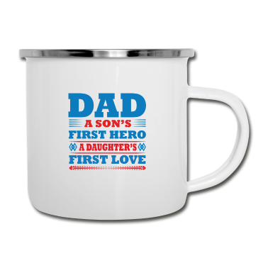Geburtstagsgeschenk Vater Emaille Tasse - Papa erster Held erste Liebe cooles Geburtstagsgeschenk