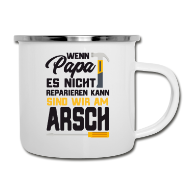 Geburtstagsgeschenk Vater Emaille Tasse - Geburtstag Handwerker Geschenk Vater reparieren