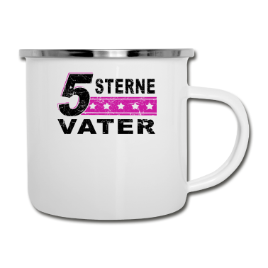 Geburtstagsgeschenk Vater Emaille Tasse - Fünf Sterne Vater GRUNGE