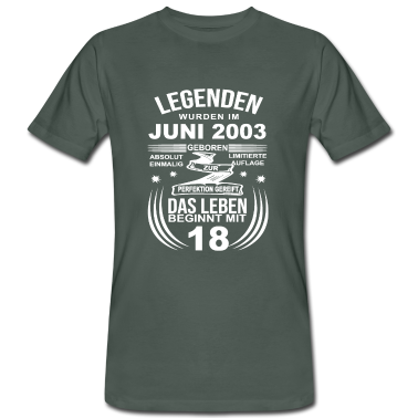 Geschenk zum 18 T-Shirt - 18 Geburtstag Jungen Mädchen Juni 2003 18ter Jahre