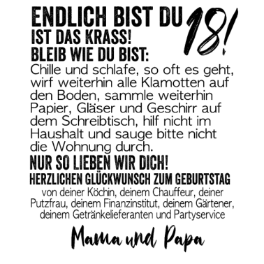 Motiv 18. Geburtstag Endlich 18 Jahre Geschenk zum 18.