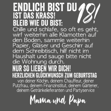 Motiv 18. Geburtstag Endlich 18 Jahre Geschenk zum 18.
