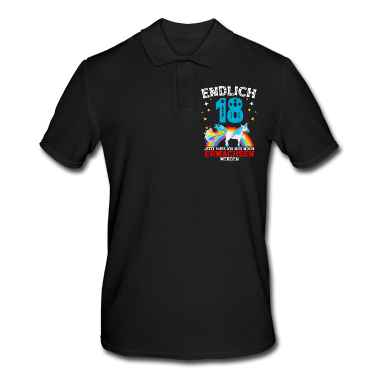 Geschenk zum 18 Poloshirt - Endlich 18 Erwachsen Einhorn 18. Geburtstag