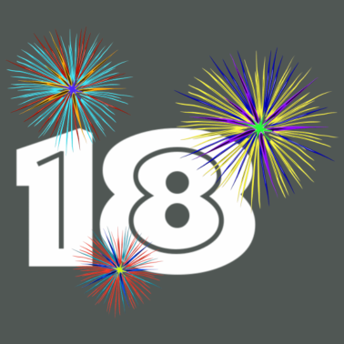 Motiv 18 mit farbenfrohen Feuerwerk, coole 18 shirts